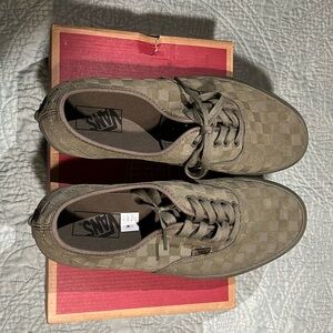 Olive green checkered Vans